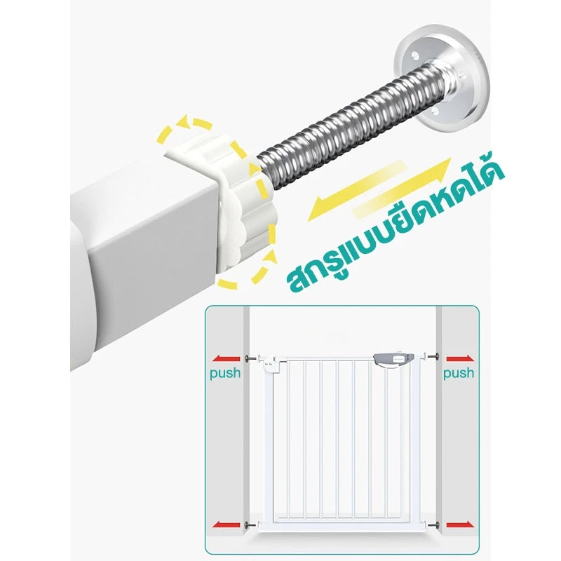 CHT*ที่กั้นบันได คอกกั้นเด็ก สำหรับเด็กและสัตว์เลี้ยง ไม่ต้องเจาะผนังรุ่น ใหม่แข็งแรง 10~85cm หลายขนาดก - รูปที่ 7