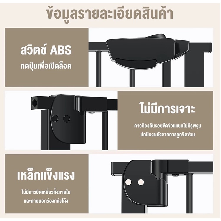 CHT*ที่กั้นบันได คอกกั้นเด็ก สำหรับเด็กและสัตว์เลี้ยง ไม่ต้องเจาะผนังรุ่น ใหม่แข็งแรง 10~85cm หลายขนาดก - รูปที่ 5