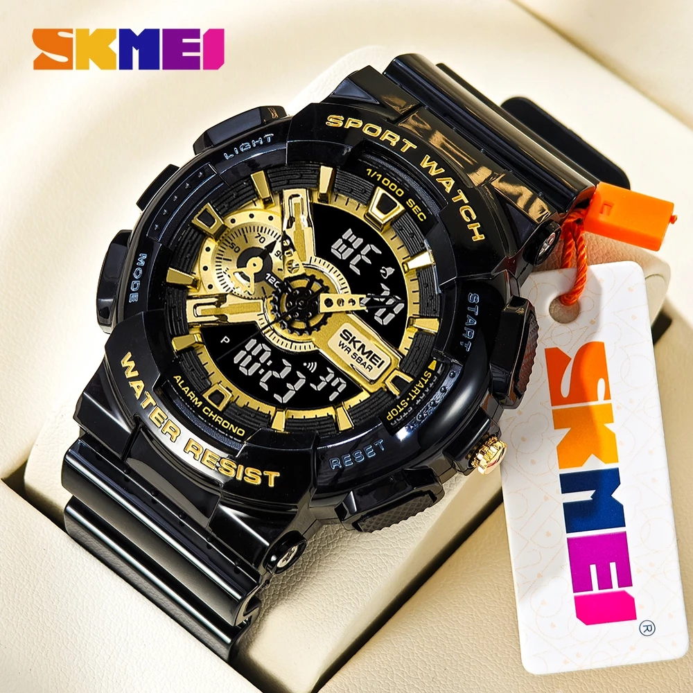 สุขสันต์วันสงกรานต์ SKMEI นาฬิกากันน้ำ นาฬิกาผู้ชาย/ผู้หญิง 50M กันน้ำ นาฬิกา 2 จอแสดงผล ดิจิตอล+แอนะล็อกใส่ได้ทั้งออกกำลังกายและใช้ชีวิตประจำวัน ข้อมือ