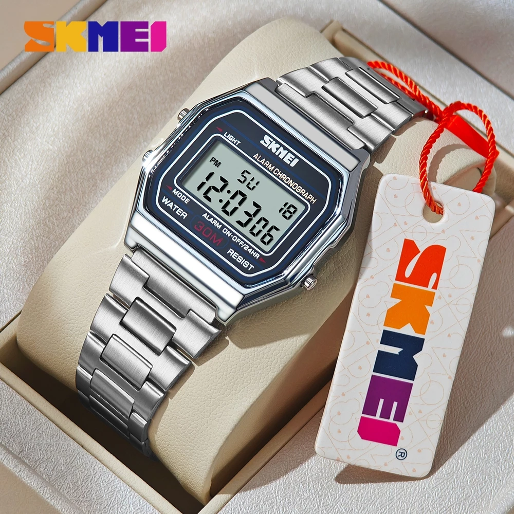 SKMEI นาฬิกาข้อมือดิจิตอล LED แบบกันน้ำ แฟชั่นผู้ชาย
