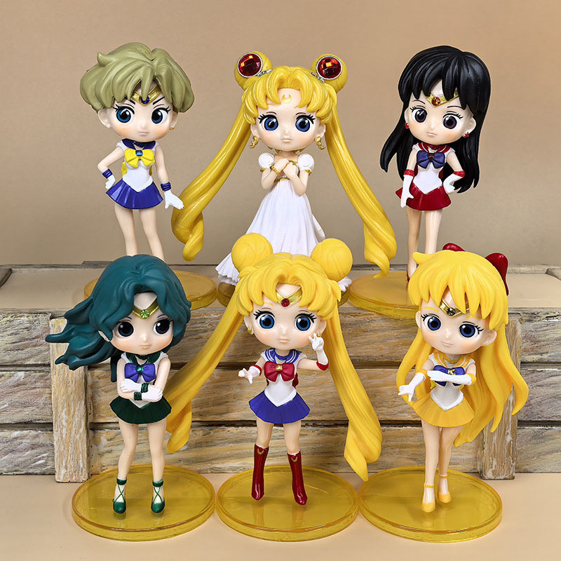 6 ชิ้น 11 ซม.อะนิเมะ Sailor Moon รูปการ์ตูน Figuarts Mercury Mars Jupiter Venus ของเล่นสําหรับสาวของขวัญตุ๊กตา Static ตุ๊กตา