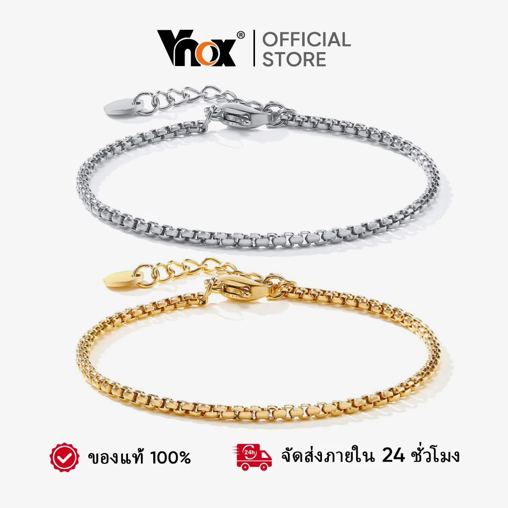 Vnox สร้อยข้อมือ สเตนเลส สีทอง สําหรับผู้หญิง