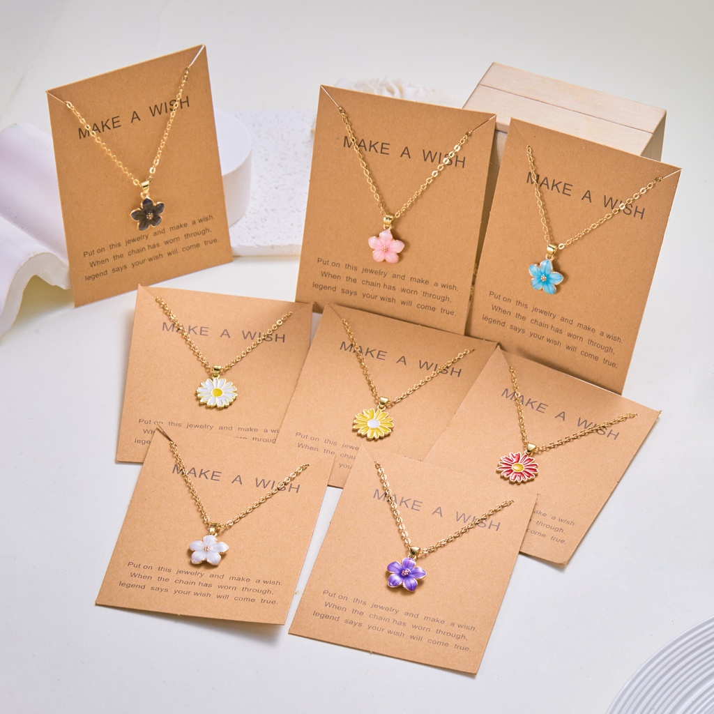 BELLA-Bee Cherry Blossom กระดาษการ์ดจี้ผู้หญิงสร้อยคอแฟชั่นปรับวันหยุดของขวัญอุปกรณ์เสริม