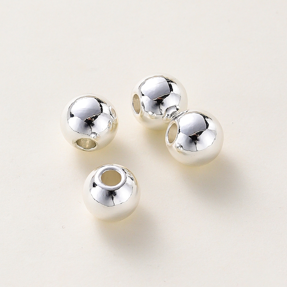 St. kunkka 5 ชิ้น 2-8mm 18Kทอง S925 กลมลูกปัด เงินสําหรับเครื่องประดับ DIY