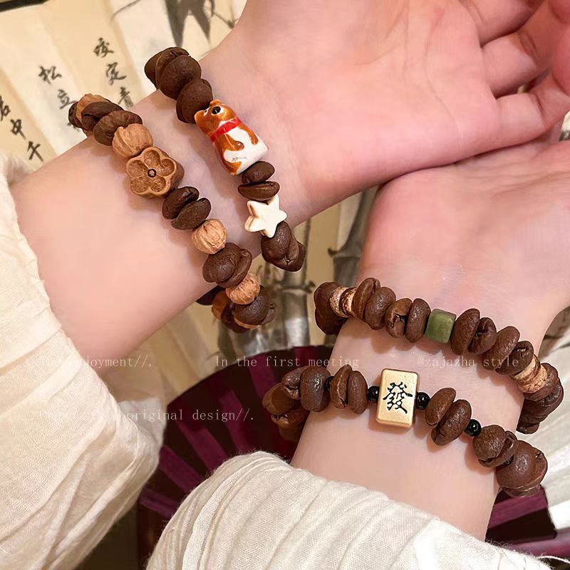 ใหม่จีนเมล็ดกาแฟแมว claw สร้อยข้อมือลูกปัด Creative Small Fish Bone Design Antique Hand Accessories