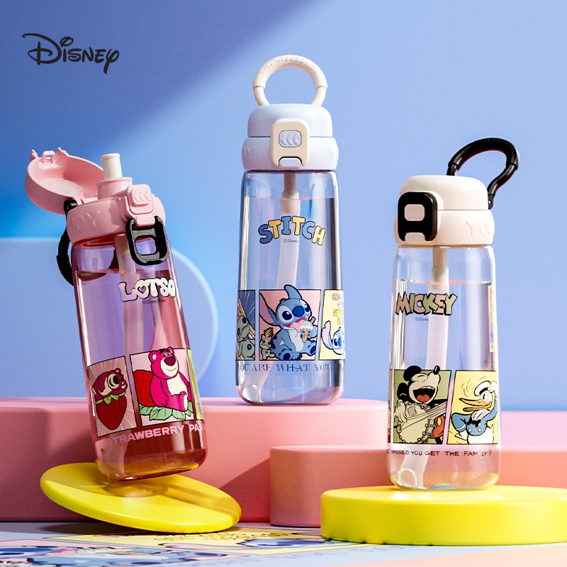 Disney ถ้วยน้ําเด็กโรงเรียนเฉพาะฤดูร้อนชายหญิงสไตล์ใหม่กันกระแทกถ้วยฟางความจุขนาดใหญ่ถ้วยพลาสติก