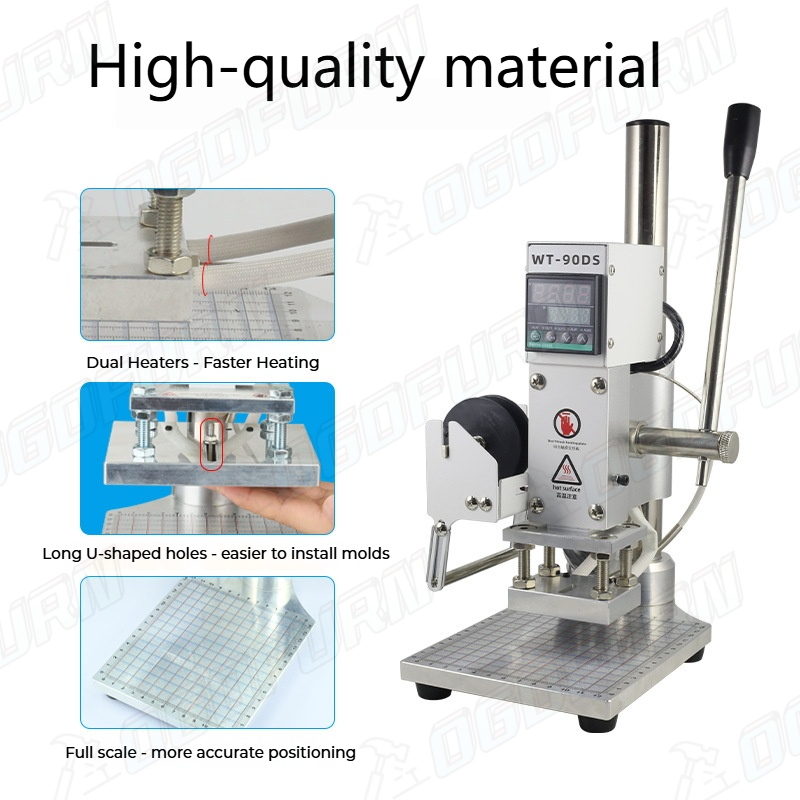 OGDFURN WT-90DS 10*13 ซม.โลโก้ฟอยล์ร้อนปั๊มเครื่อง Bronzing Embosser แสตมป์เครื่องมือสําหรับ DIY หนังมือหัตถกรรม ราคา ถูกที่สุด ดีลบีเคเค แกลเลอรีภาพที่ 2