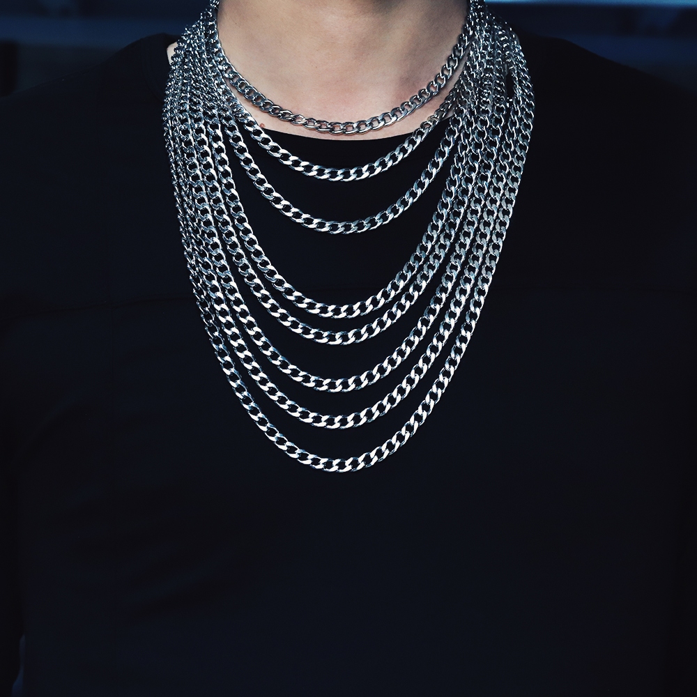 สร้อยคอฮิปฮอป โซ่สแตนเลส 1 ชิ้น/ถุง