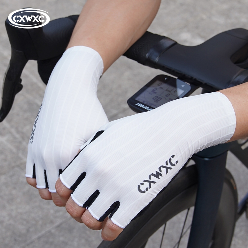 CXWXC ขี่จักรยานถุงมือครึ่งนิ้วผู้ชายผู้หญิงระบายอากาศถุงมือกันลื่นฟิตเนสกีฬาการฝึกอบรมถุงมือขยายยามข้อมือ