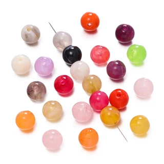 ลูกปัดอะคริลิค เลียนแบบหิน 34 สี ขนาด 8 มม. 50/200 ชิ้น สำหรับทำสร้อยข้อมือ-สร้อยคอ DIY