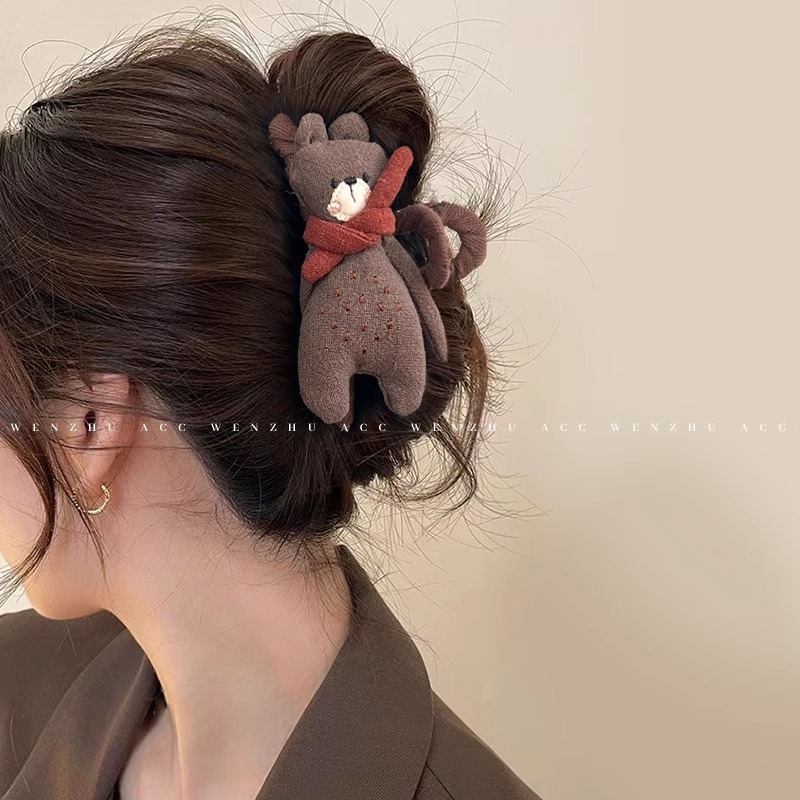 ญี่ปุ่นเกาหลีระดับไฮเอนด์หมีกรงเล็บคลิปหญิง2025สไตล์ใหม่น่ารักหญิงฉลามคลิปผ้าโพกศีรษะ - รูปที่ 2