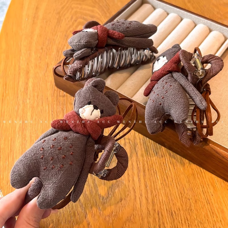 ญี่ปุ่นเกาหลีระดับไฮเอนด์หมีกรงเล็บคลิปหญิง2025สไตล์ใหม่น่ารักหญิงฉลามคลิปผ้าโพกศีรษะ - รูปที่ 3