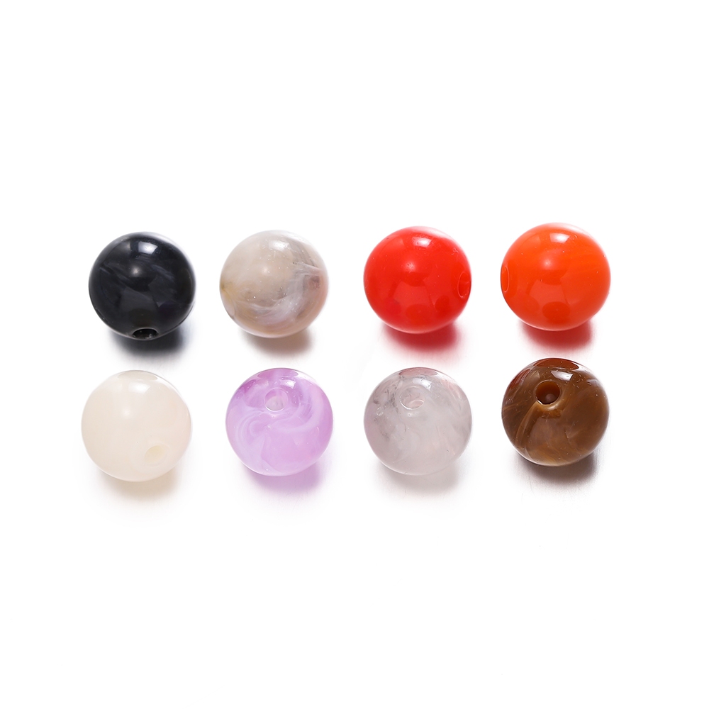 ลูกปัดอะคริลิค เลียนแบบหิน 34 สี ขนาด 8 มม. 50/200 ชิ้น สำหรับทำสร้อยข้อมือ-สร้อยคอ DIY