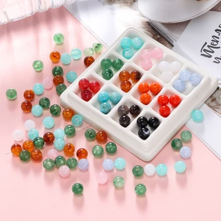 ลูกปัดอะคริลิค เลียนแบบหิน 34 สี ขนาด 8 มม. 50/200 ชิ้น สำหรับทำสร้อยข้อมือ-สร้อยคอ DIY