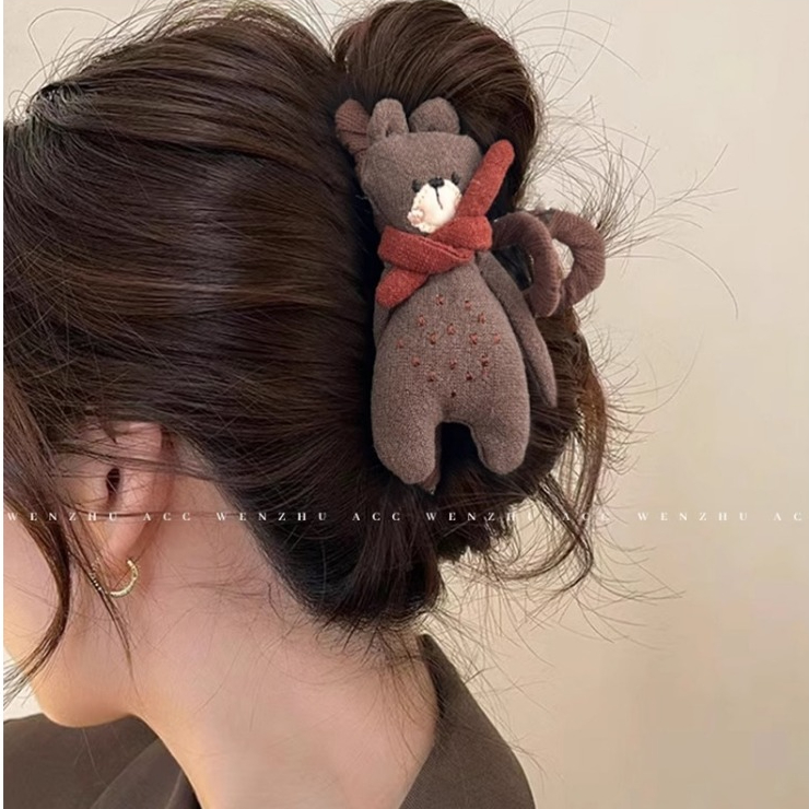 ญี่ปุ่นเกาหลีระดับไฮเอนด์หมีกรงเล็บคลิปหญิง2025สไตล์ใหม่น่ารักหญิงฉลามคลิปผ้าโพกศีรษะ - รูปที่ 6