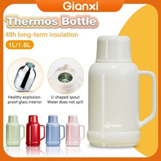 GIANXI 1L&1.6L  Household Plastic Thermos Bottle Old Thermos Bottle Vacuum Insulated Kettle Container Hot Water Jug Glass Liner Pitcher