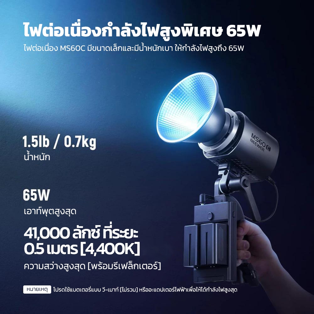 NEEWER MS60C ไฟวิดีโอ LED RGB ขนาดเล็ก 360° สีครบ 2700K-6500K, 8300lux/m