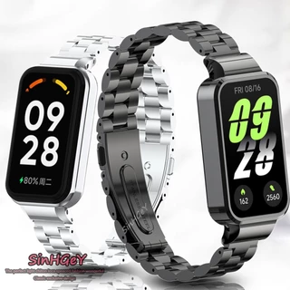 สายโลหะสําหรับ Xiaomi Smart Band 9 8 Active สแตนเลส Redmi Band 2 3 สร้อยข้อมือเปลี่ยนสายรัดข้อมือกีฬา