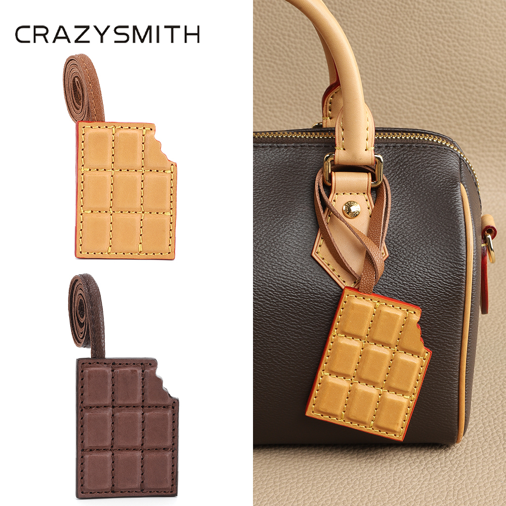 CRAZYSMITH แฮนด์เมดกระเป๋าหนังแท้เสน่ห์ จี้กระเป๋าช็อคโกแลต สําหรับกระเป๋าถือที่มีชื่อเสียงแขวนเครื่องประดับตกแต่ง Chocolate Bag Charm – โปรปัง