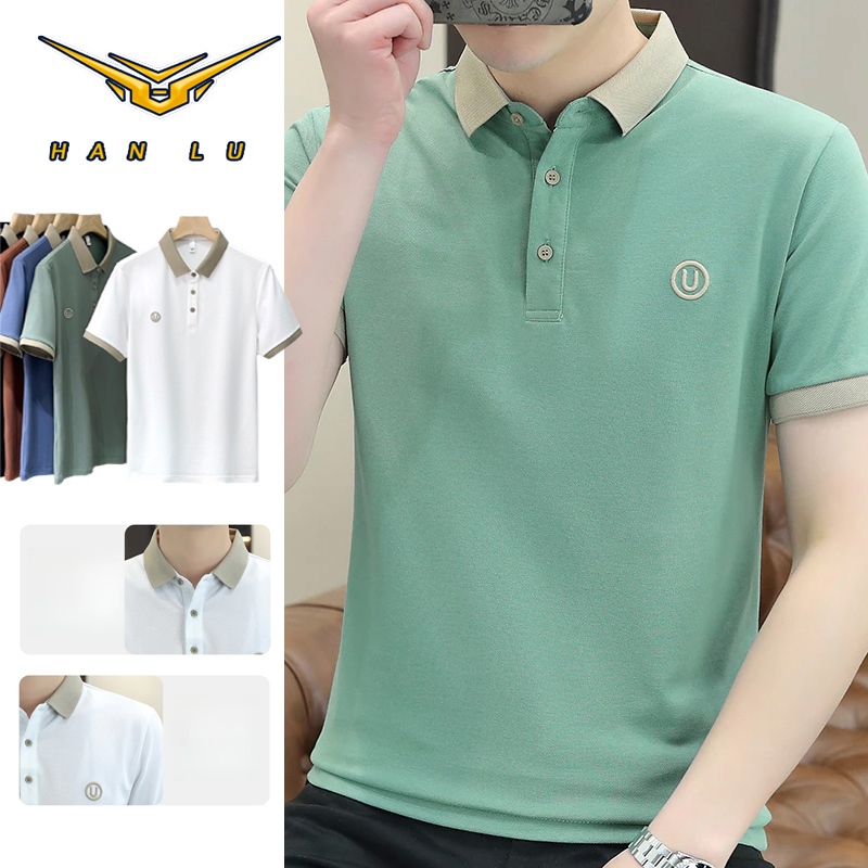 BeCoolMan🍃เสื้อคอปกชาย แขนสั้น สีพื้น ขนาดใหญ่ คุณภาพสูง สําหรับผู้ชาย ไซซ์ M-3XL  เสื้อคอปกผู้ชาย