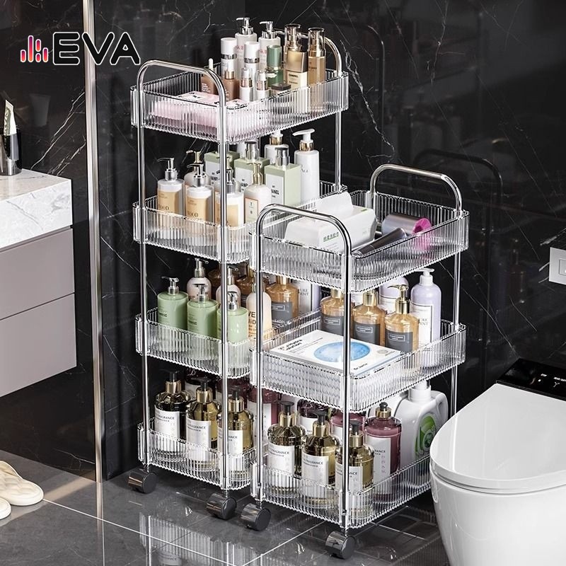 【EVA】【จัดส่งจากกรุงเทพ】 ชั้นเก็บของชั้นวางมัลติฟังก์ชั่น 2/3/4 ชั้นหลอดสแตนเลสกล่อง PET