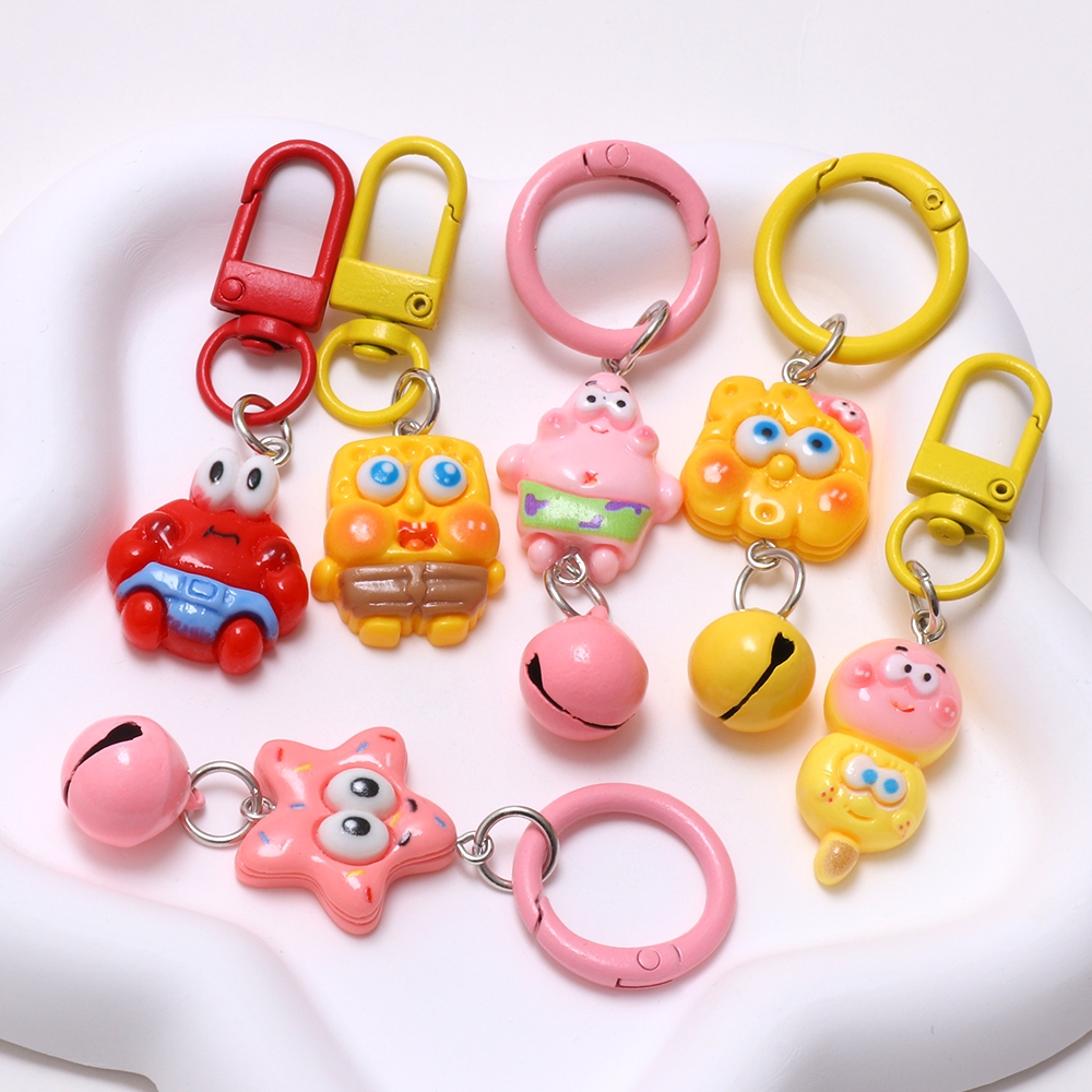 1ชิ้นการ์ตูนเบลล์จี้ สพันจ์บ็อบ กางเกงทรงสี่เหลี่ยม บิ๊กสตาร์พวงกุญแจน่ารักกระเป๋าเป้สะพายหลังจี้ของขวัญนักเรียน