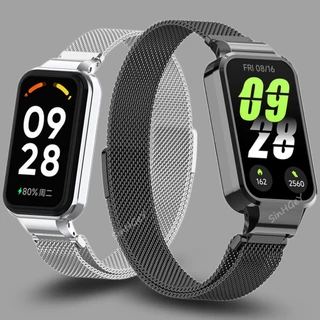 สําหรับ Xiaomi Mi band 9 8 Active สายโลหะสําหรับ Redmi band 3 2 กรอบโลหะฝาครอบสาย Milanese + กรอบ