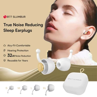 BET SLUMBUR ที่อุดหูนอน ลดเสียงได้ถึง 32dB/NNR 19.1dB ใส่สบาย ระบายอากาศดี ป้องกันเสียงรบกวน ใช้ซ้ำได้ มาพร้อมจุกหู 4 ไซซ์ S/M/L/XL ใส่แล้วสบายหูใน 15 วินาที เหมาะสำหรับใส่นอนหลับลึก