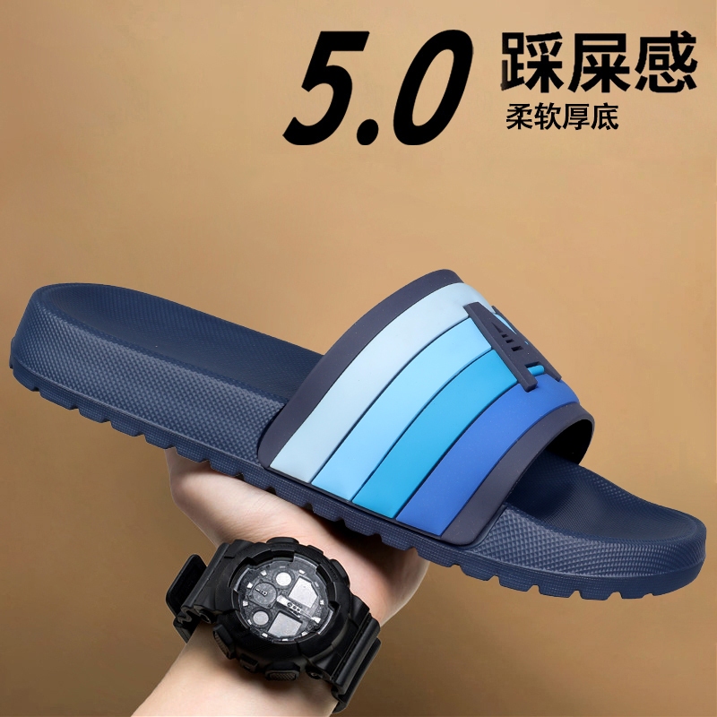 รองเท้าแตะผู้ชาย 2025 กีฬาที่เดินทางมาพักผ่อนรองเท้าแตะด้านนอกบ้านในร่มลื่นหนาด้านล่างรองเท้าแตะรองเท้าแตะผู้ชาย
