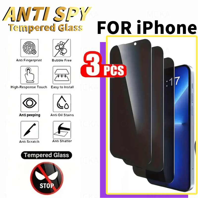 3 ชิ้นแพคเกจ 9H Privacy-Proof Tempered Film สําหรับ iPhone 16ProMax 16e 15 14 13 12 11 13mini 12mini XR SE3 SE2 6 7 8 Plus Pro สูงโปร่งใส Privacy-Proof Full รุ่นสติกเกอร์ป้องกันความเป็นส่วนตัวสติกเกอร์กระจกป้องกันความเป็นส่วนตัวป้องกัน Privacy Scity Anti-