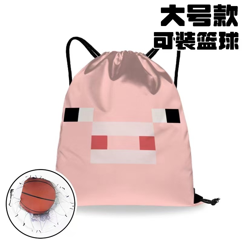 Minecraft Creeper Drawstring Sports Bag – กระสอบยิมความจุขนาดใหญ่สําหรับบาสเก็ตบอล, ขี่จักรยานและวิ่ง
