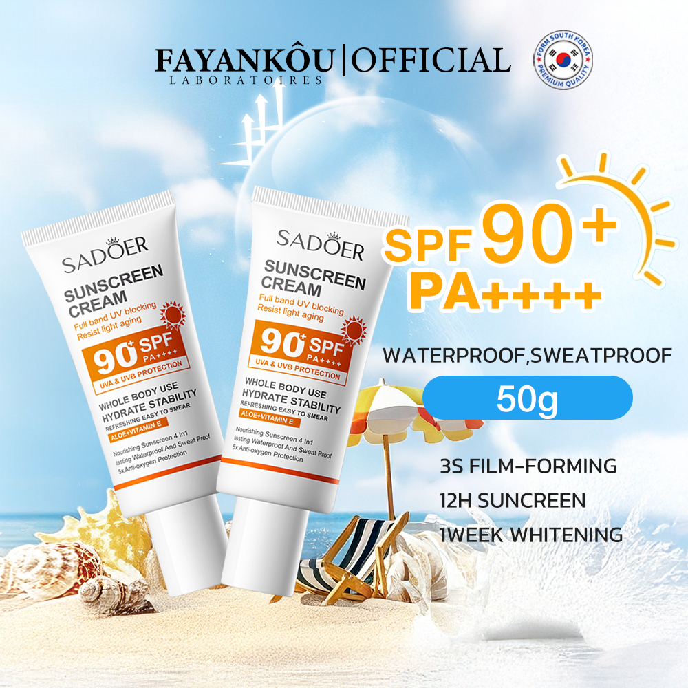 ครีมกันแดด SPF90+ PA+++ Long Lasting Whitening Moisturizing Non Greasy 50g สินค้า