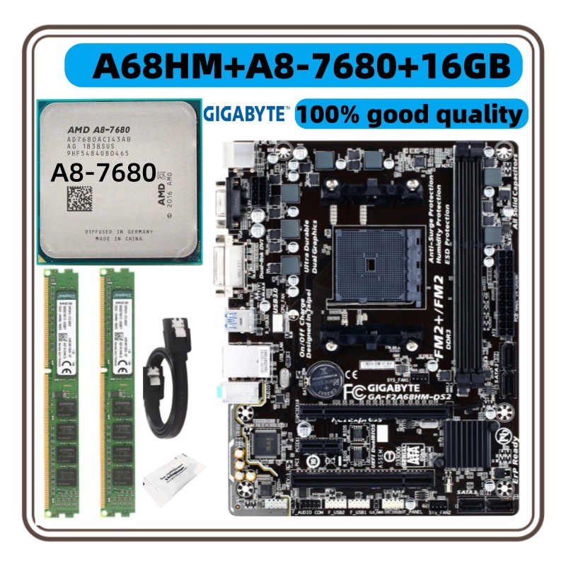 แพคเกจ Combo Gigabyte FM2 A68HM-K/E/ DDR3 8GB 16G A8-7500 A8-7680 A8-7650 A8-8650 CPU เดสก์ท็อปพร้อม