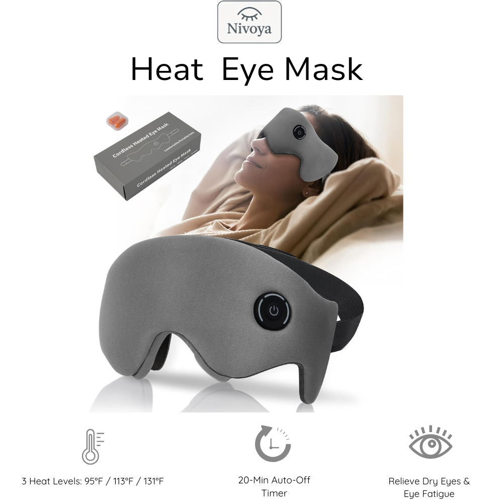 Nivoya Heated Eye Mask, Heat Sleep Mask ไร้สายสําหรับตาแห้ง, Stye Blepharitis, Chalazion, MGD, หน้าก