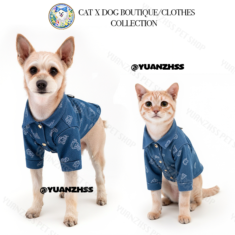 เสื้อสุนัขยีนส์ - เสื้อผ้าสัตว์เลี้ยงแฟชั่นสําหรับสุนัขพันธุ์เล็ก/กลาง | Teddy & Poodle Puppy ชุดตามฤดูกาล