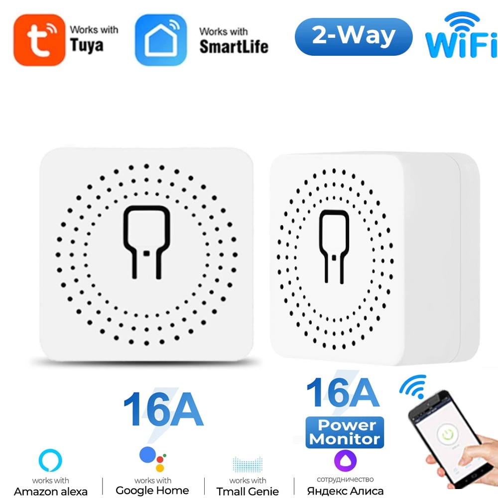 SMATRUL Tuya 16A Smart Mini Switch DIY Smart Switch Wifi 2-Way Switch With Voice Control For Smart L