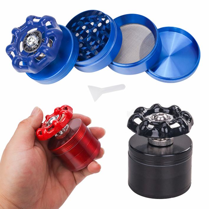 50mm ก๊อกน้ำรูปร่าง herb grinder แบบพกพาขนาดเล็ก 4 ชั้นวัสดุโลหะบดเครื่องมือครัวของขวัญวันหยุด