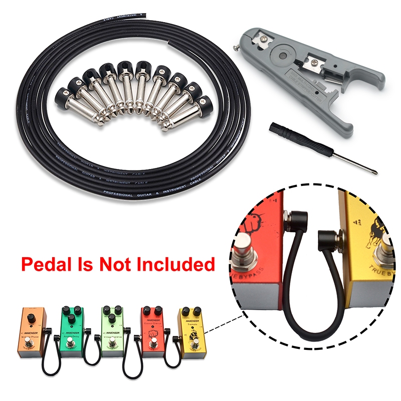 Diy กีตาร์เหยียบ Patch Cable Solder-ฟรีเหยียบทองแดงสายชุด 10ft 10 สีดําหมวกเสียง Solderless 6.35 Mono ปลั๊กสําหรับเอฟเฟกต์เหยียบเครื่องดนตรีใหม่