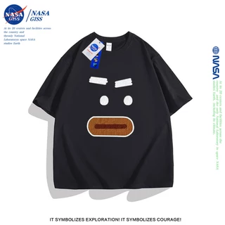 NASA เสื้อยืดหญิงชาย oversize แนวสตรีท เสื้อ summer อิโมติคอนพิมพ์ลาย ผ้าฝ้ายแท้ คอกลม เสื้อสวยๆ