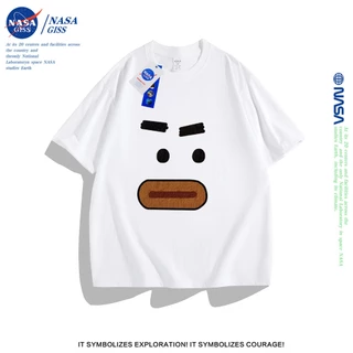 NASA เสื้อยืดหญิงชาย oversize แนวสตรีท เสื้อ summer อิโมติคอนพิมพ์ลาย ผ้าฝ้ายแท้ คอกลม เสื้อสวยๆ