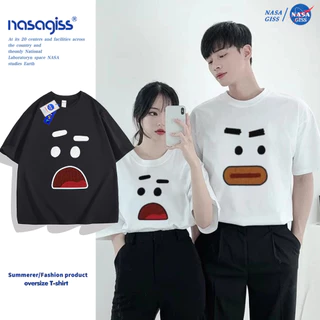 NASA เสื้อยืดหญิงชาย oversize แนวสตรีท เสื้อ summer อิโมติคอนพิมพ์ลาย ผ้าฝ้ายแท้ คอกลม เสื้อสวยๆ