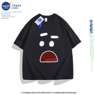 NASA เสื้อยืดหญิงชาย oversize แนวสตรีท เสื้อ summer อิโมติคอนพิมพ์ลาย ผ้าฝ้ายแท้ คอกลม เสื้อสวยๆ