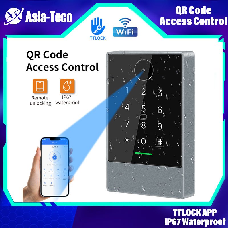 TTLOCK QR Code Access Control Keypad Reader 13.56Mhz RFID IP67 Scanner ทํางานร่วมกับ Alexa Google Ho