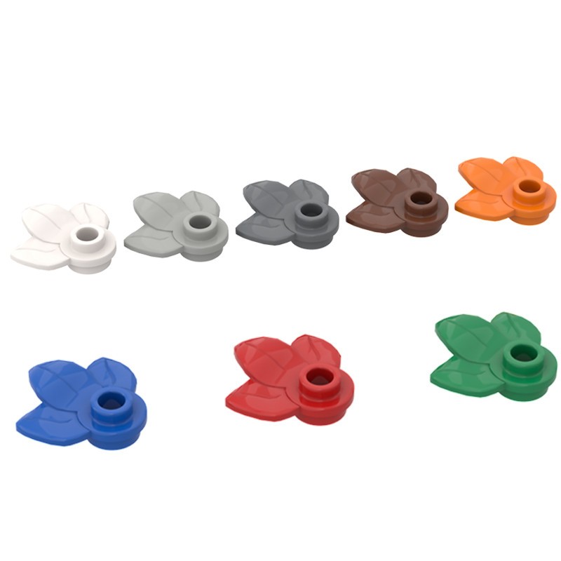 อิฐ Moc พืชแผ่นรอบ 1x1 3 ใบ 32607 DIY Enlighten Building Blocks อิฐใช้งานร่วมกับประกอบชิ้นส่วน Street View