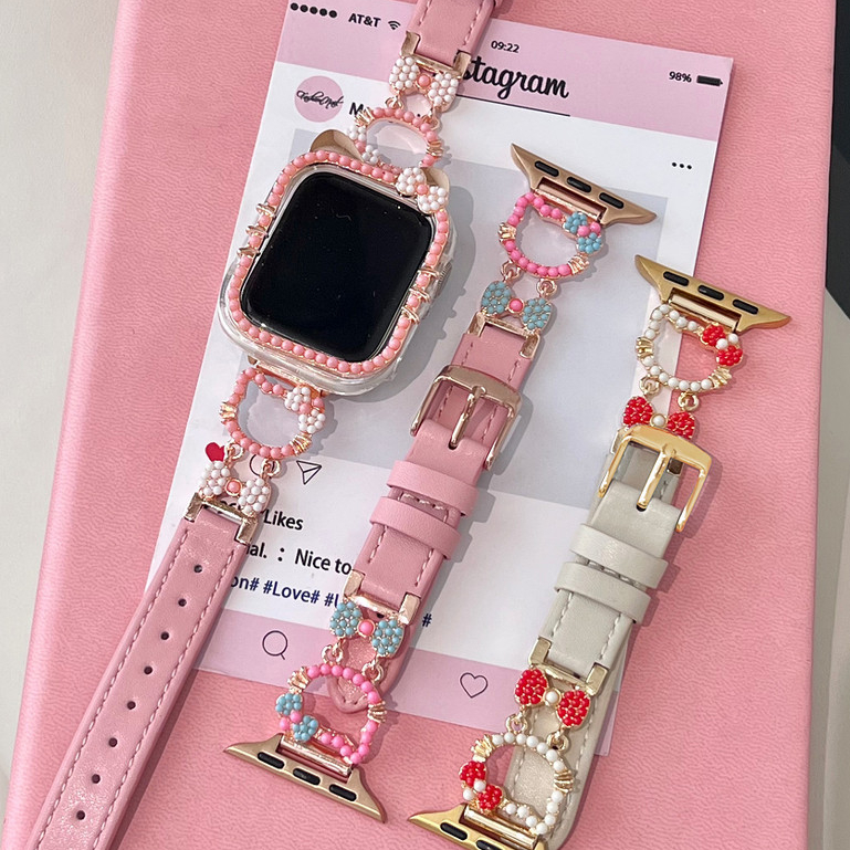 น่ารัก Kiitty Strap case ใช้งานร่วมกับ A-pple สายนาฬิกา Series11 10 9 8 7654 se, ultra2 40 41 42 44 46 49mm i สายนาฬิกาและ i watch case สําหรับ iWatch case Series10 iWatch Strap