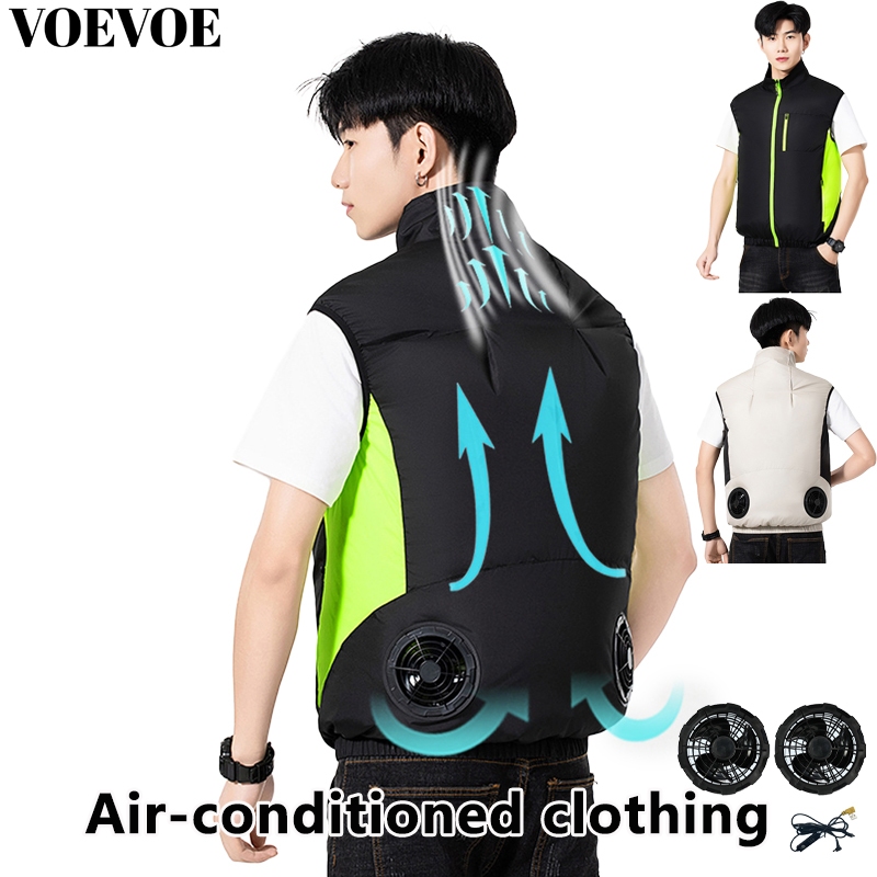 VOEVOEเสื้อกั๊กพัดลมระบายความร้อนสําหรับผู้ชายและผู้หญิง