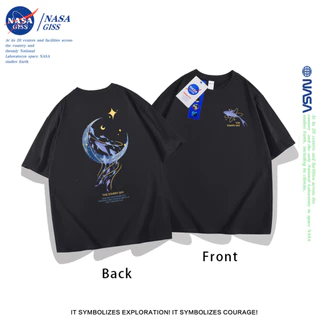 NASA เสื้อคู่แฟน เสื้อเกาหลีเสื้อ summer ลายสองด้านพิมพ์ลาย คอกลม แนวโน้ม ผ้าฝ้ายแท้ ยืดผู้หญิง ยืดชาย