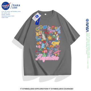 NASA เสื้อยืดแขนสั้น แฟชั่นหญิงเสื้อ summer สไตล์เกาหลี คอกลม ผ้าฝ้ายแท้ ลายการ์ตูนน่ารัก ทรงหลวม tshirt ระบายอากาศ