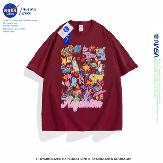 NASA เสื้อยืดแขนสั้น แฟชั่นหญิงเสื้อ summer สไตล์เกาหลี คอกลม ผ้าฝ้ายแท้ ลายการ์ตูนน่ารัก ทรงหลวม tshirt ระบายอากาศ