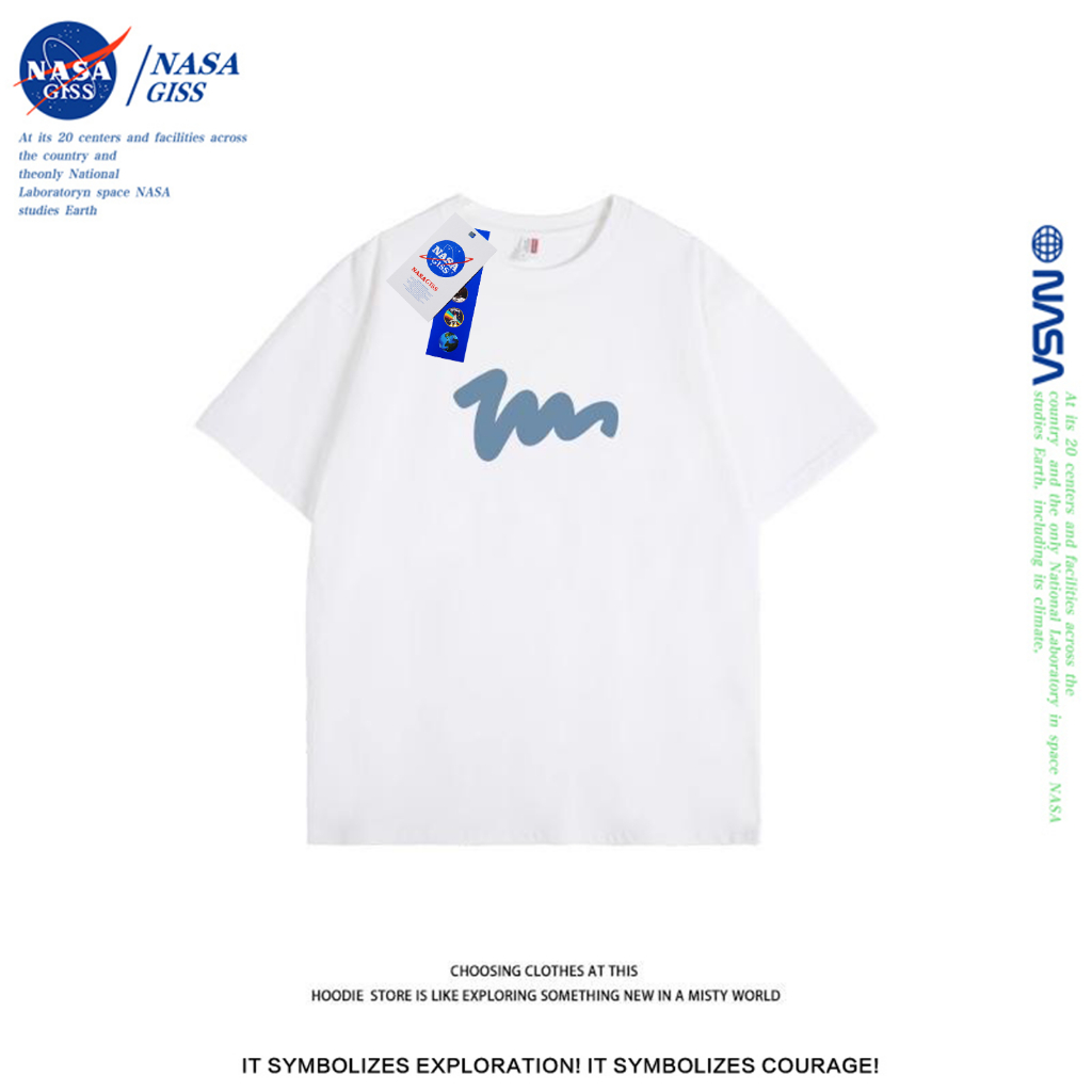 NASA เสื้อ ผู้ชายผู้หญิง สายสตรีทเสื้อ summer nasalogg ผ้าฝ้ายแท้ เสื้อยืดคอกลม ระบายอากาศ